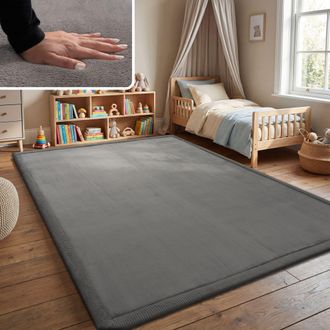 Paco Home Paco Home Alfombra De Habitacion Bebe Infantil Ni&ntilde;a Ni&ntilde;o De Juego Suave Antideslizante Antracita, 100x200 Cm