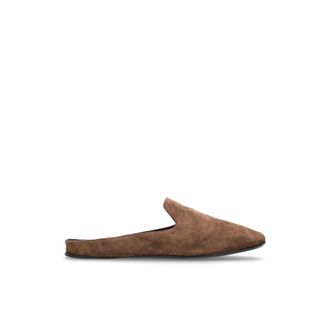 Max Mara Tessile Suede Slides - Dames - Slip ons - Bruin - 38 EU - Leer - Schoenen