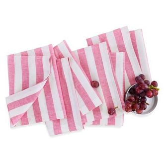 Solino Home Linen Dinner Napkins - Sorrento Stripe, 20 x 20 in Chateau Rose And White at Nordstrom, Size Large