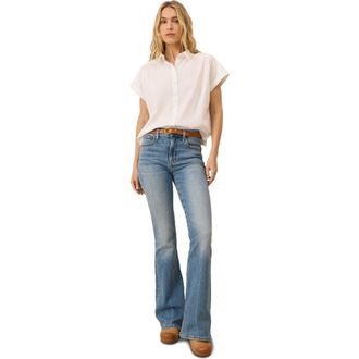 Pact Organic Cotton All Day Poplin Shirred Shirt in White at Nordstrom, Size Xx-Large