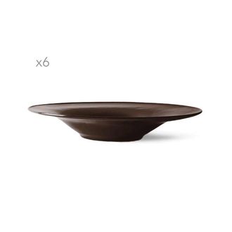 knIndustrie Set of 6 Sky Soup Plates, Brown - Asiette DO Grés