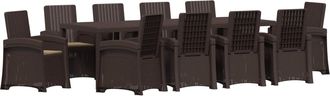 vidaXL Conjunto De Comedor De Jard&iacute;n 11 Uds. Marr&oacute;n Y Topo Pp Vidaxl