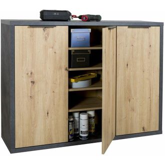 Decorspace Decor Space - Scarpiera multiuso con 3 ante Segno Rovere e Nero per interno armadio basso
