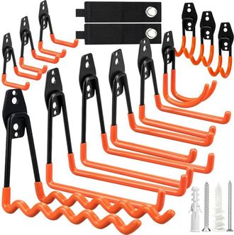 OEM Colgador Bicicleta Pared 12 Pcs Con 2 Bridas Cables, Ganchos Doblede Universal Con Revestimiento Antideslizante Para Garaje De Almacenamiento De Garaj