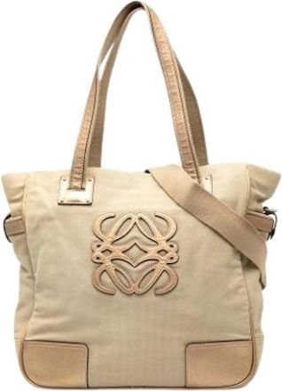Loewe Pre-owned Canvas Satchel - Dames - Vintage Schoudertas - Beige - ONE Size - Leer - Vintage