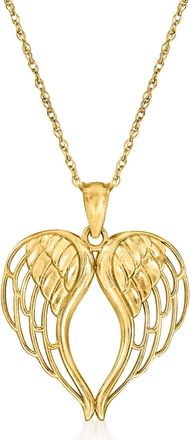Ross-Simons 14kt Yellow Gold Angel Wings Heart Pendant Necklace