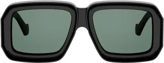 Loewe x Paulas Ibiza Dive In Mask 56mm Square Sunglasses in Shiny Black/green at Nordstrom