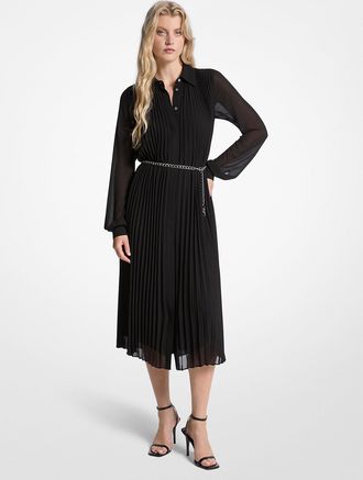 Michael Kors Pleated Georgette Shirtdress