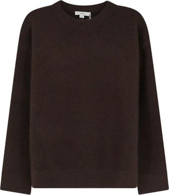 Vince Ribbed Crewneck Sweater - Dames - Cashmere truien - Bruin - M - Kasjmier - Truien & Vesten