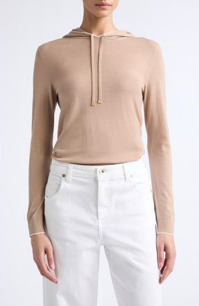 Eleventy Merino Wool Hoodie in 04A-01 Camel White at Nordstrom, Size X-Large