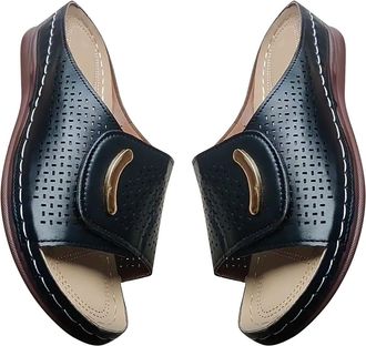 Generic Sandals Womens Summer Comfortable Orthopaedic Slippers Flat Slippers with Wedge Heel Hollow Leisure Shoes Breathable Women Slippers Rubber Platform Sl