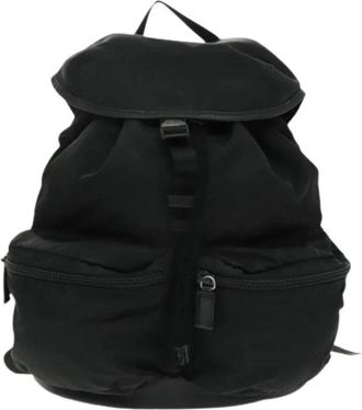 Prada Pre-owned Backpacks, unisex, Black, Size: ONE SIZE Pre-owned Double front pocket backpack