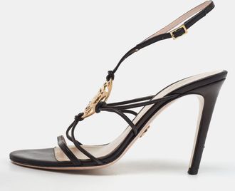 Versace Black Leather La Medusa Strappy Sandals