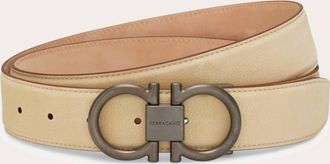 Ferragamo Men Adjustable Gancini belt Beige