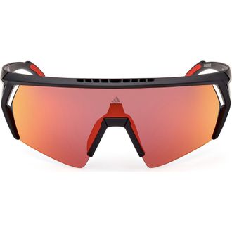 adidas 00mm Shield Sunglasses in Matte Black /Bordeaux Mirror at Nordstrom