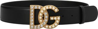 Dolce & Gabbana Black Embellished Buckle Belt