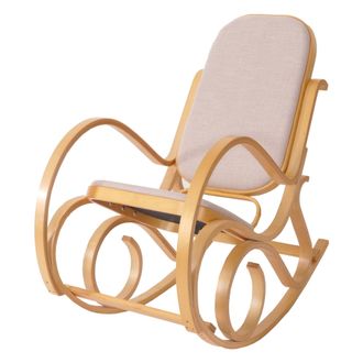 Hhg Mecedora M41, Sill&oacute;n Giratorio Sill&oacute;n Tv, Madera Maciza, Aspecto Roble, Tela/textil Beige