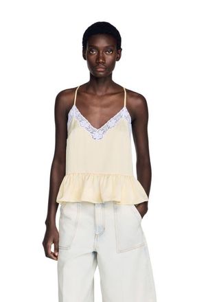 Sandro Ruffled top in Light Yellow at Nordstrom, Size X-Large