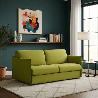 Dmora Sof&aacute; Fijo 3 Plazas Severo, Desenfundable, Lavable Made In Italy, Brazos, 200x95 Cm Verde
