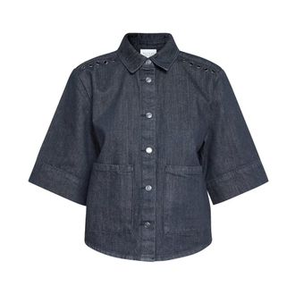 Sisters Point Dames, Blouses & Shirts, Grijs, Maat: L Denim