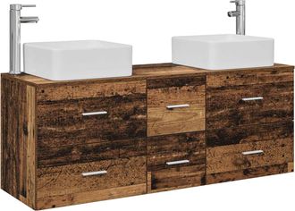 vidaXL Juego De Muebles De Ba&ntilde;o 3 Uds. Madera Envejecida Vidaxl