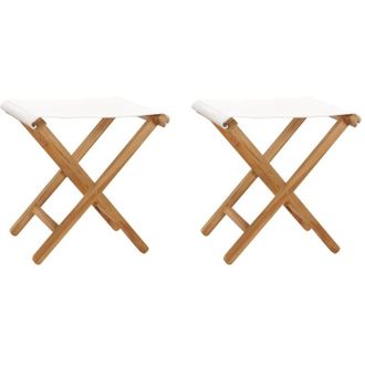 vidaXL Vidaxl - Sedie Pieghevoli 2 pz in Legno di Teak e Tessuto Bianco Crema