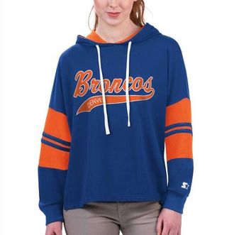 Starter Womens Starter Royal Denver Broncos Bump And Run Long Sleeve Hoodie T-Shirt at Nordstrom, Size Small