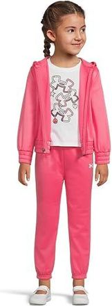 Under Armour Three-Piece Full-Zip Hoodie Set (Little Kid) Girls Workout Super Pink : 6X Little Kid, Polyester