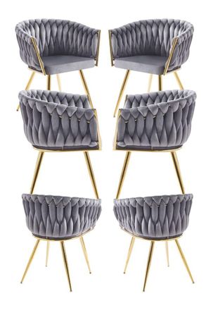 Regalos Miguel Packs Sillas Comedor - Pack 6 Sillas Widny Golden Terciopelo - Gris Oscuro