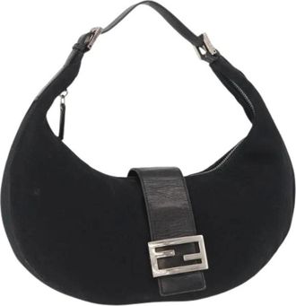 Fendi Pre-owned Shoulder Bags, female, Black, Size: ONE SIZE Pre-owned Vintage Nylon Shoulder Bag