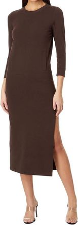 Norma Kamali Three Quarter Sleeve Full Length Dress In Chocolate