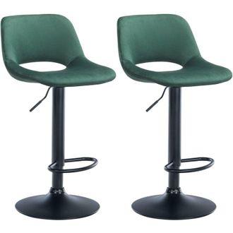 Clp Set di 2 sgabelli da bar in velluto Camden verde Metallo nero opaco