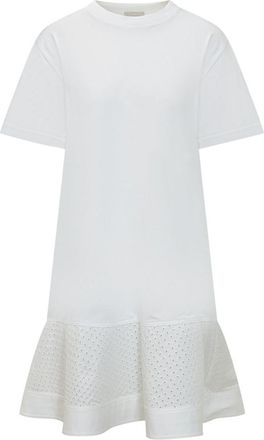Moncler White Crew Neck Knee Length Dress