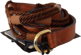 Scervino Street Leather Braided Rope gold BuckleWomens Belt