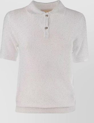 Genny knit polo shirt short sleeves sequins buttons