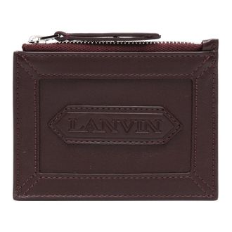 Lanvin Accessoires, Dames, Bruin, ONE Size, Leer, Zipped Card Holder With Lanvin Label