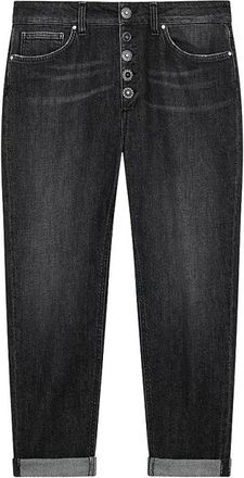 Dondup Zwarte Denim Loose Fit Jeans - Dames - Cropped Jeans - Zwart - W24 - Denim - Jeans