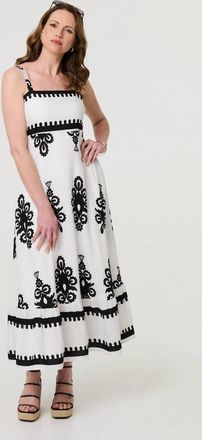 Papillon Border Maxi Dress In Black/white