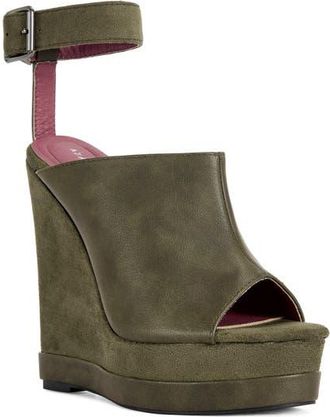 Azalea Wang Tana Platform Ankle Strap Sandal in Olive at Nordstrom, Size 8.5