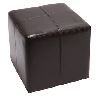 Hhg Hhg - Nunca Usado] Asiento Cubo Taburete Onex, Cuero + Imitaci&oacute;n De Cuero, 36x36x36cm Mvg-certificado, Marr&oacute;n