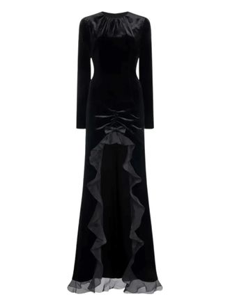 Alessandra Rich ruffled velvet dress - Black