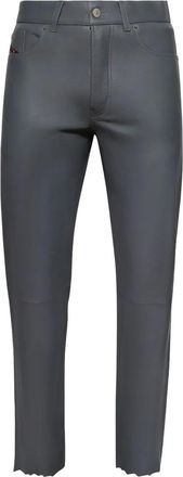 Diesel P-Macs-Lth frayed-hem leather trousers - men - Calf Leather - 52 - Grey