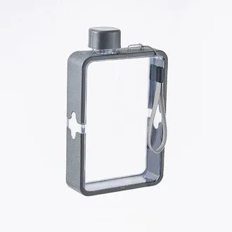 OEM Botella De Agua Plana Reutilizable Transparente De 380 Ml, Taza Viaje Port&aacute;til Deportes, Ligero Elegante F&aacute;cil Hidrataci&oacute;n Cualquier Lugar, Gris