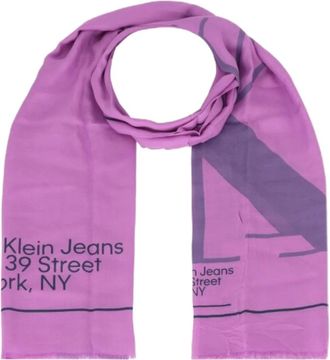 Calvin Klein Established Sjaal - Dames - Wintersjaals - Paars - ONE Size - Accessoires