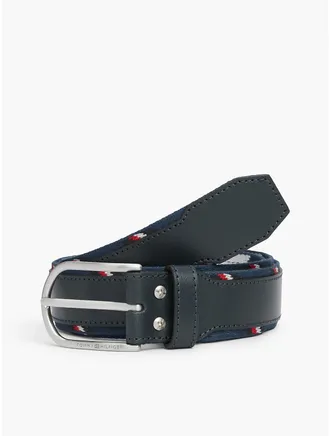 Tommy Hilfiger Mens Archive Round Buckle Leather Belt - Space Blue - 40