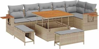 vidaXL Garden Sofa Set 11 pcs Beige and Light Grey Poly Rattan vidaXL