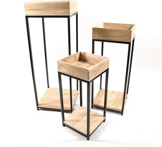 Decorspace Set 3 Fioriera Porta Vaso In Legno E Metallo Da Interno Ed Esterno Shabby