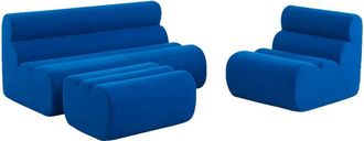 Sweeek Sof&aacute; envasado al vac&iacute;o modular de tela con reposapi&eacute;s, 3 plazas, azul