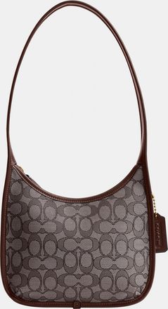 Coach Womens Curve Zip Bag In Signature Jacquard - Brown Leather - One Size