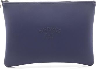 Herm&egrave;s Blue Marine Navy Fabric Pouch (Pre-Owned)